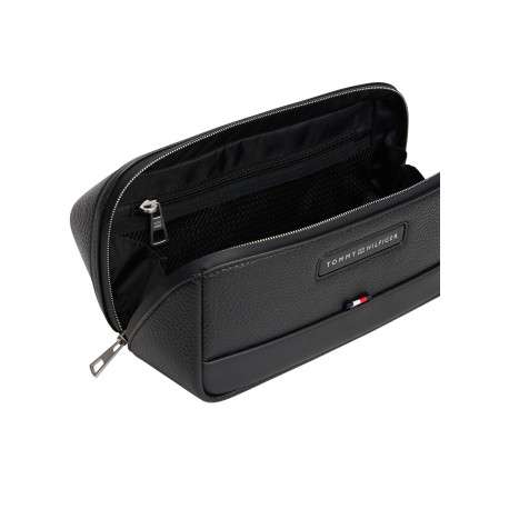 Trousse noire aspect grainé pourvue d'une fermeture zippée argentée - Image 4