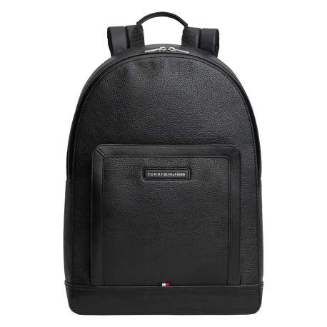 Sac à dos noir aspect grainé pourvu de fermetures zippées argentées