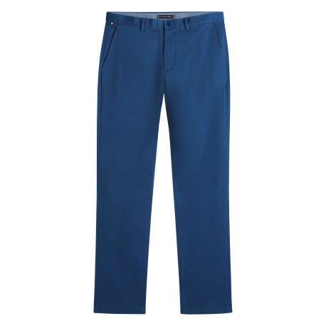 Pantalon Chino Denton en coton bleu à coupe droite pourvu de poches plaquées