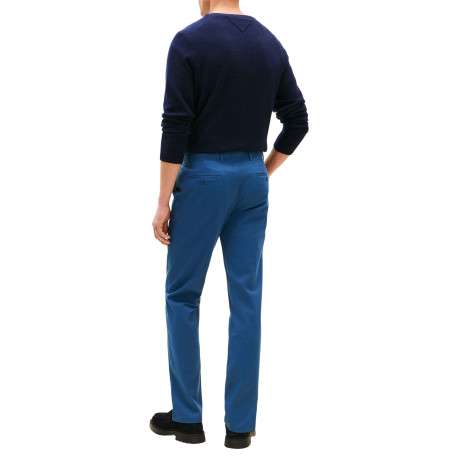 Pantalon Chino Denton en coton bleu à coupe droite pourvu de poches plaquées - Image 3