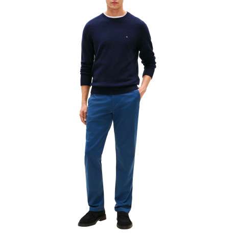 Pantalon Chino Denton en coton bleu à coupe droite pourvu de poches plaquées - Image 5