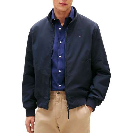 Blouson marine à coupe ajustée pourvu d'un col boutonné et de manches longues - Image 3