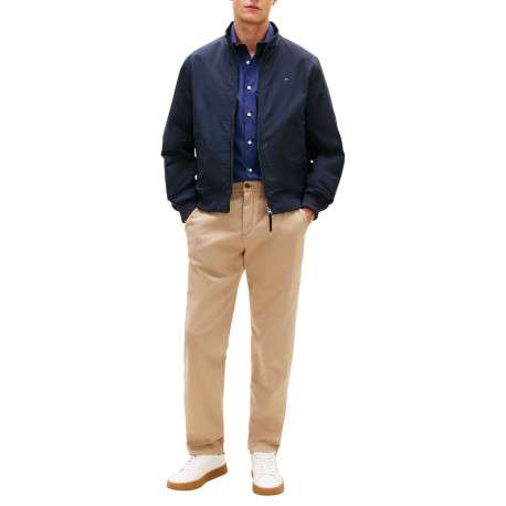Blouson marine à coupe ajustée pourvu d'un col boutonné et de manches longues - Image 6