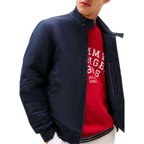 Blouson marine à coupe ajustée pourvu d'un col boutonné et de manches longues - Image 7