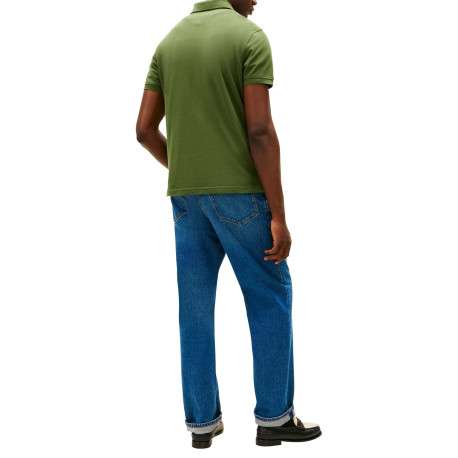Polo en coton biologique vert à coupe ajustée pourvu d'un col boutonné - Image 3