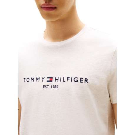 T-shirt en coton écru à coupe droite pourvu du nom de la marque brodé - Image 3