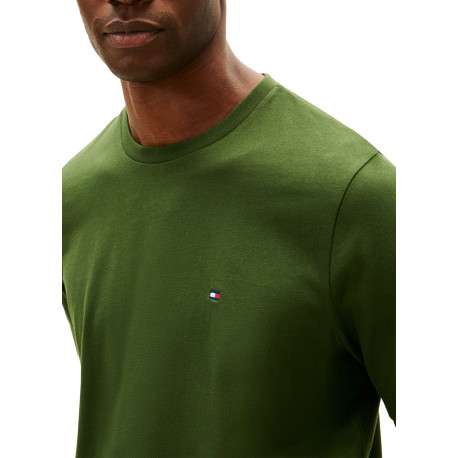 T-shirt en coton vert à coupe droite pourvu d'un col rond et de manches courtes - Image 4