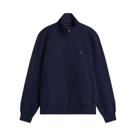 Sweat marine pourvu d'une coupe ajustée et d'un col montant zippé