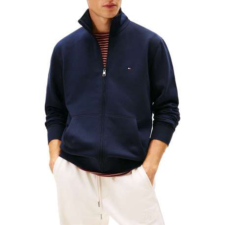 Sweat marine pourvu d'une coupe ajustée et d'un col montant zippé - Image 2