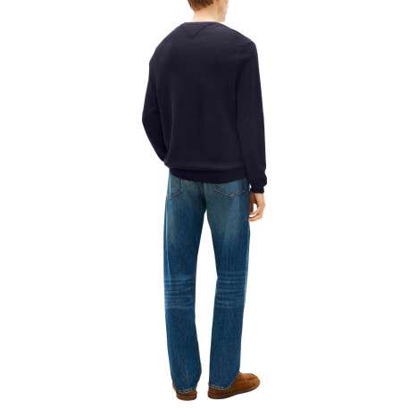 Pull en coton biologique marine à coupe ajustée pourvu d'un col rond - Image 3