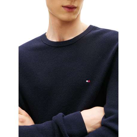 Pull en coton biologique marine à coupe ajustée pourvu d'un col rond - Image 4
