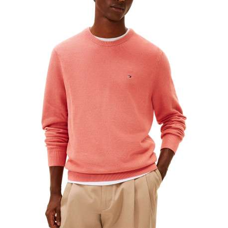 Pull en coton biologique rose à coupe ajustée pourvu d'un col rond - Image 2