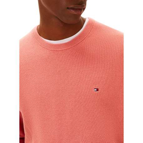 Pull en coton biologique rose à coupe ajustée pourvu d'un col rond - Image 4