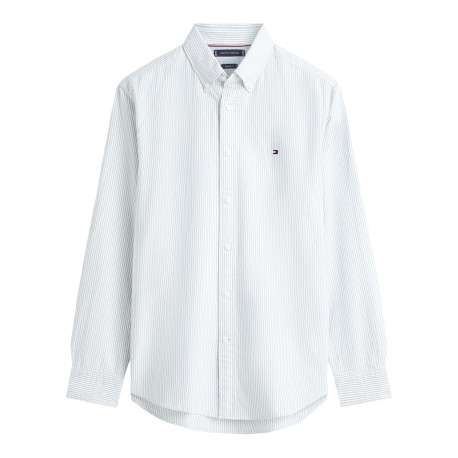 Chemise en coton verte à coupe droite ornée d'un motif à rayures