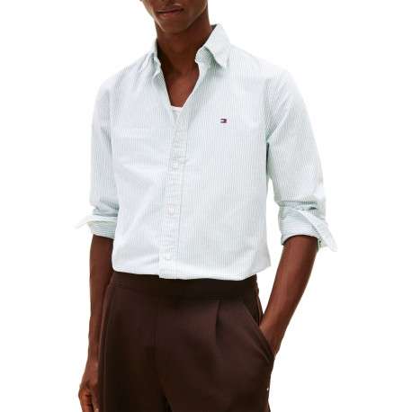 Chemise en coton verte à coupe droite ornée d'un motif à rayures - Image 2