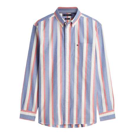 Chemise en coton multicolore à coupe droite ornée d'un motif à rayures