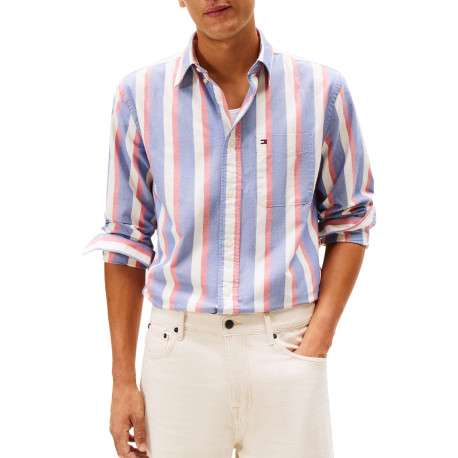 Chemise en coton multicolore à coupe droite ornée d'un motif à rayures - Image 2