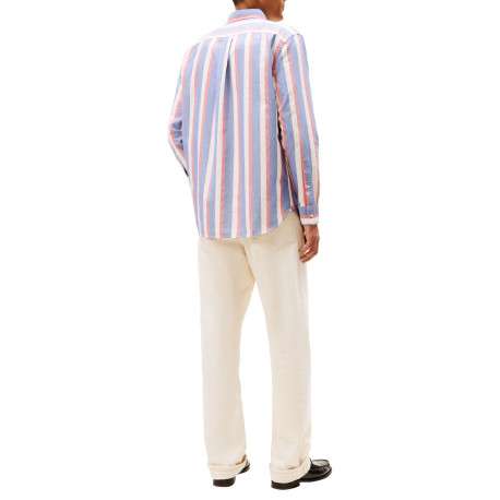 Chemise en coton multicolore à coupe droite ornée d'un motif à rayures - Image 3
