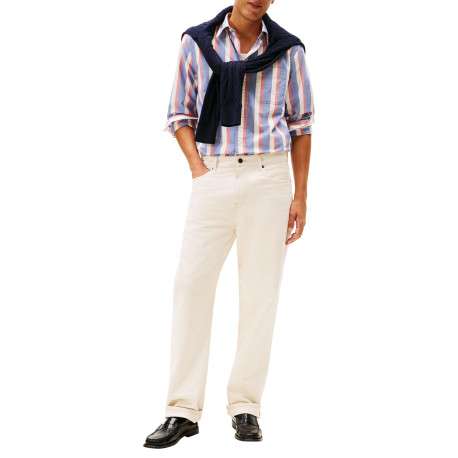 Chemise en coton multicolore à coupe droite ornée d'un motif à rayures - Image 5