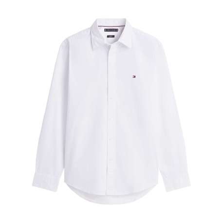 Chemise blanche en coton à coupe droite pourvue d'un col à revers