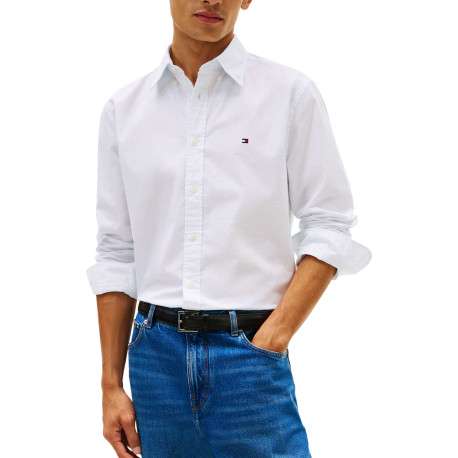 Chemise blanche en coton à coupe droite pourvue d'un col à revers - Image 2