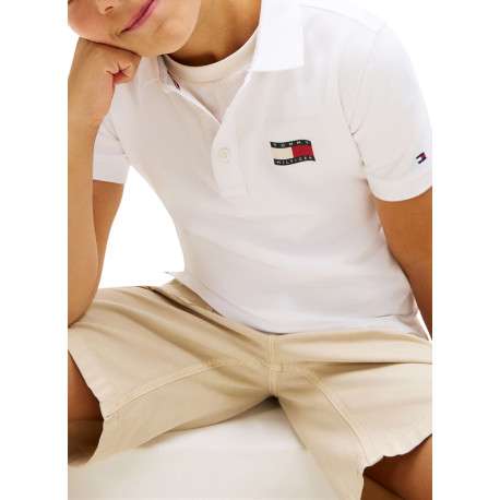 Polo en coton blanc à coupe droite pourvu d'un col à revers boutonné - Image 4
