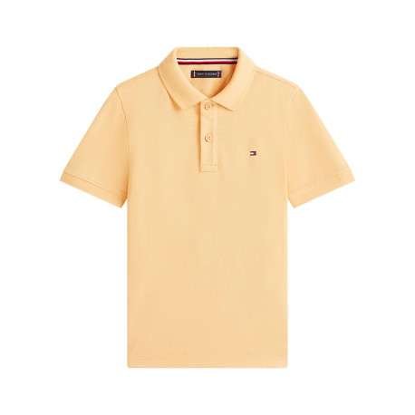 Polo en coton jaune à coupe droite pourvu d'un col à revers boutonné