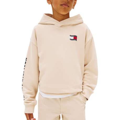 Sweat beige imprimé à coupe ajustée pourvu d'un col à capuche - Image 4