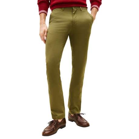 Pantalon chino Denton en coton kaki à coupe droite pourvu de poches plaquées - Image 2