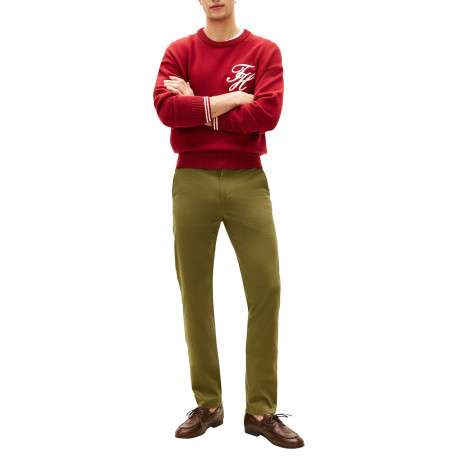 Pantalon chino Denton en coton kaki à coupe droite pourvu de poches plaquées - Image 5
