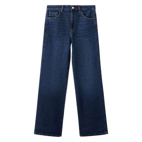Jean en coton indigo avec une taille haute et une coupe bootcut
