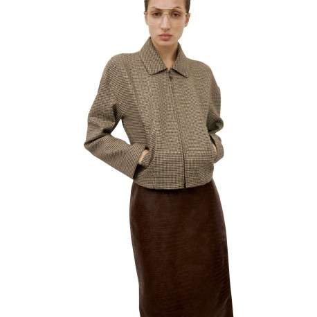 Veste à motif pied-de-poule avec une coupe droite et un col à revers - Image 3