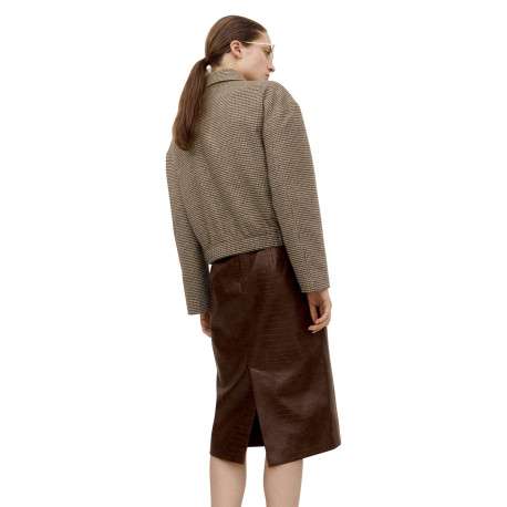 Veste à motif pied-de-poule avec une coupe droite et un col à revers - Image 4