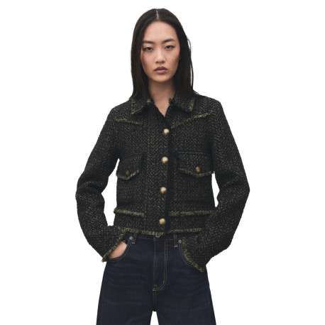 Veste verte en tweed avec une coupe droite et avec des manches longues - Image 4