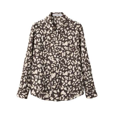 Chemisier chocolat à motif animalier imprimé avec une coupe droite
