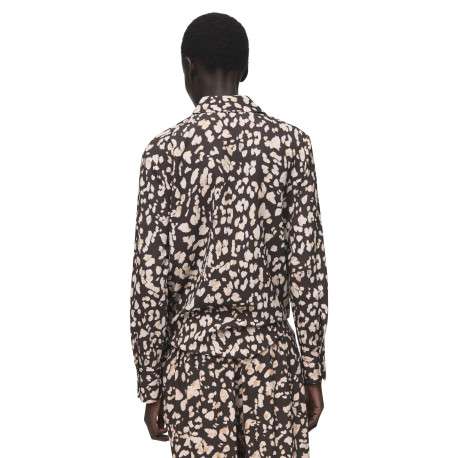 Chemisier chocolat à motif animalier imprimé avec une coupe droite - Image 3