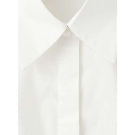 Chemisier en coton blanc uni avec une coupe droite et un col à revers - Image 5