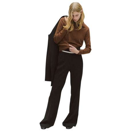 Pull en coton et laine chocolat uni avec une coupe droite et un col polo - Image 3