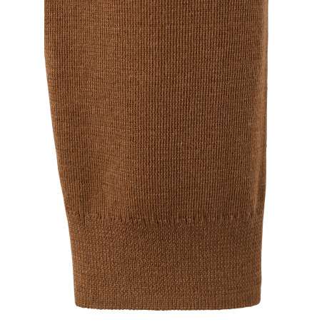 Pull en coton et laine chocolat uni avec une coupe droite et un col polo - Image 6