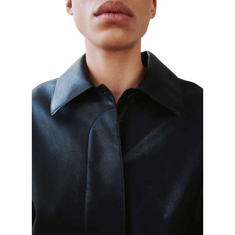 Veste noire unie avec des manches longues et une coupe droite - Image 4