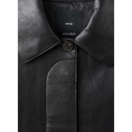 Veste noire unie avec des manches longues et une coupe droite - Image 7
