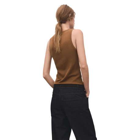 Débardeur court en coton et laine marron uni avec une coupe ajustée - Image 3