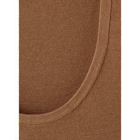 Débardeur court en coton et laine marron uni avec une coupe ajustée - Image 7