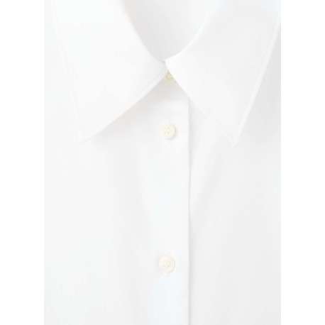 Chemisier blanc uni avec un col à revers et des manches longues - Image 7