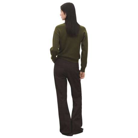 Pull kaki uni en maille fine avec une coupe droite et un col polo - Image 5
