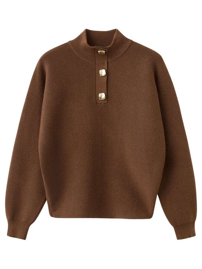 Pull marron uni en maille...