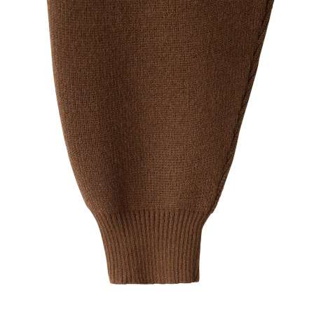 Pull marron uni en maille avec une coupe ample et des manches longues - Image 6