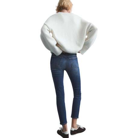 Jean en coton bleu indigo délavé avec une coupe slim et 5 poches - Image 3