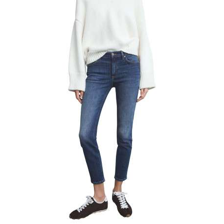 Jean en coton bleu indigo délavé avec une coupe slim et 5 poches - Image 4