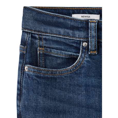 Jean en coton bleu indigo délavé avec une coupe slim et 5 poches - Image 7